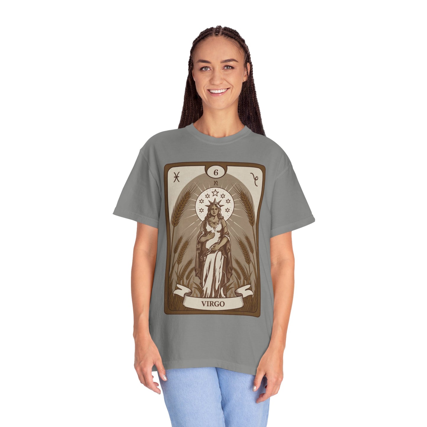 Virgo Grace Tarot Tee - Earthy Maiden Zodiac Graphic T-Shirt