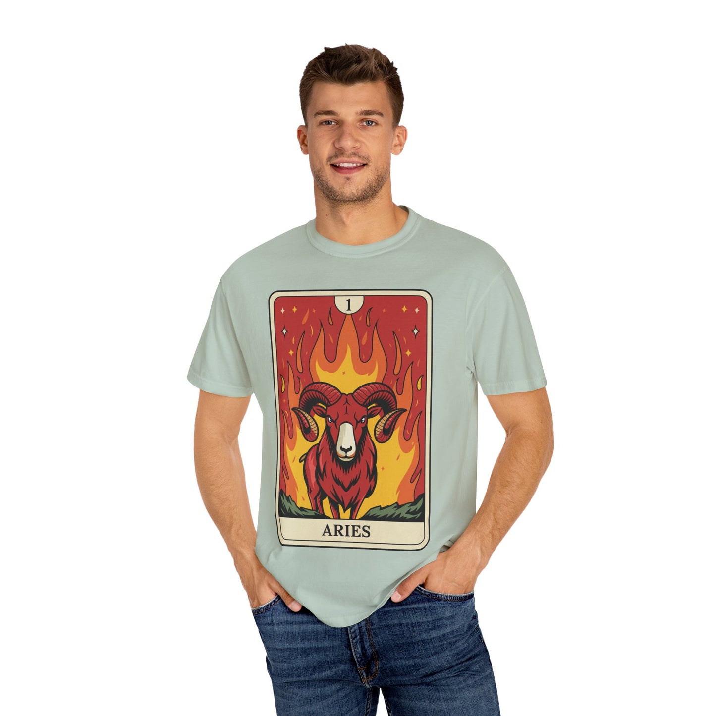 Aries Energy Tarot Tee - Bold Ram Zodiac Graphic T-Shirt