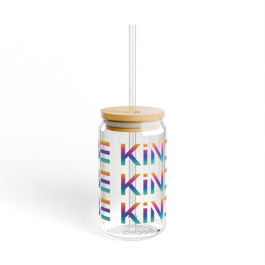 Be Kind Neon Glass Sipper - Eco-Friendly Bamboo Lid Tumbler