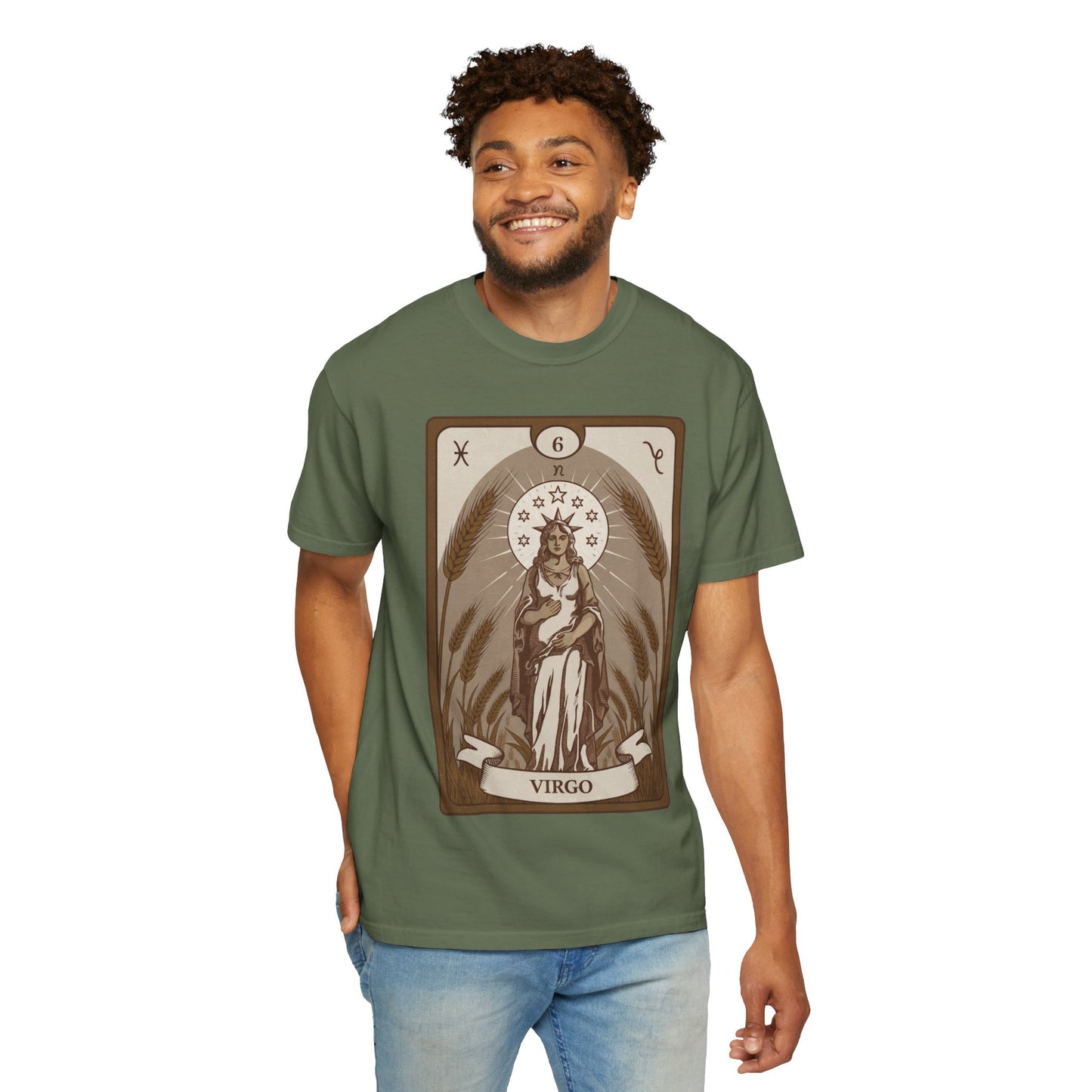 Virgo Grace Tarot Tee - Earthy Maiden Zodiac Graphic T-Shirt