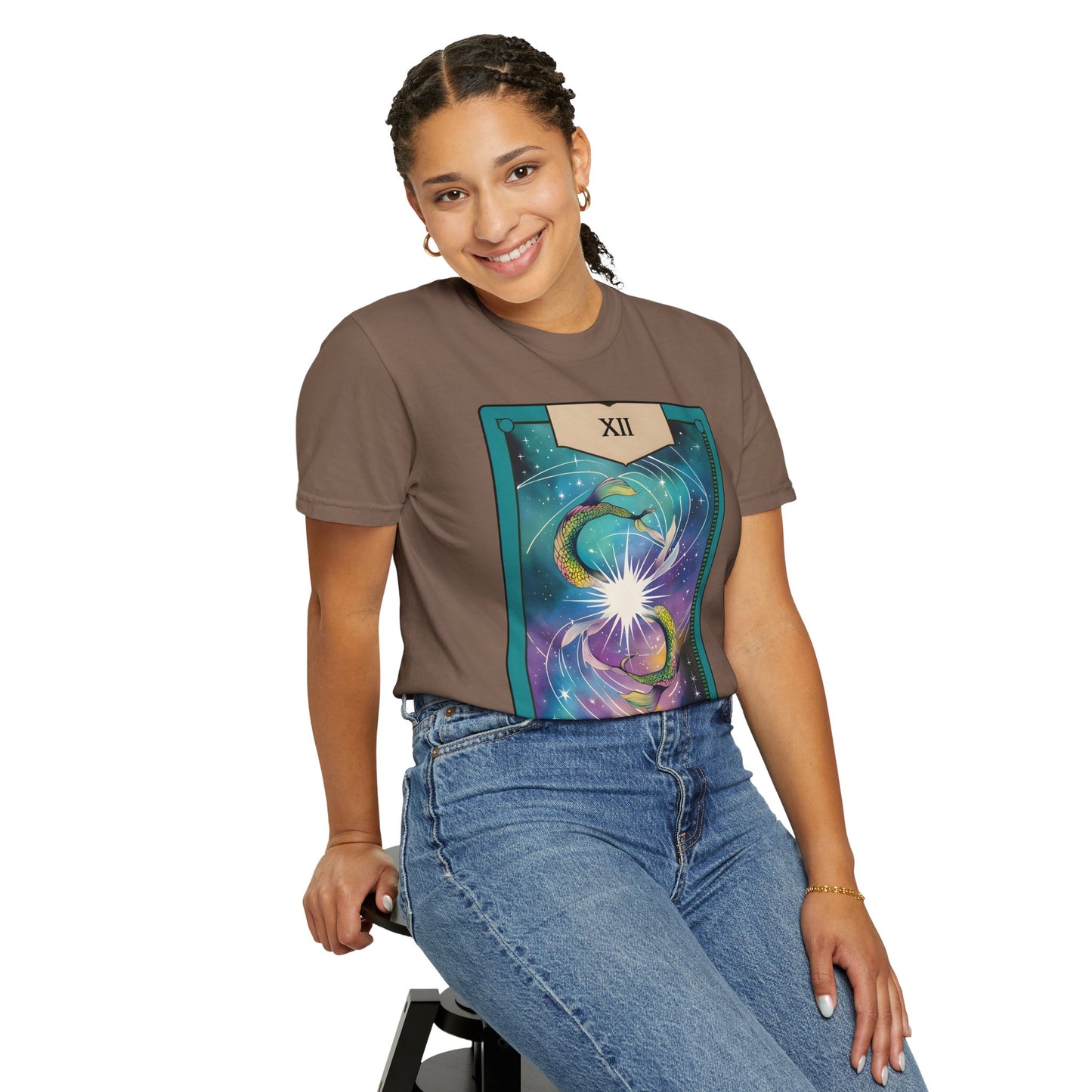 Pisces Dreamflow Tarot Tee - Cosmic Fish Zodiac Graphic T-Shirt