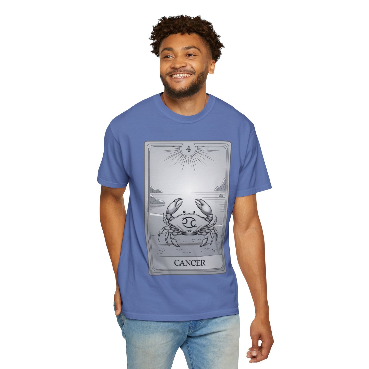 Cancerian Waves Tarot Tee - Mystical Crab Zodiac Graphic T-Shirt