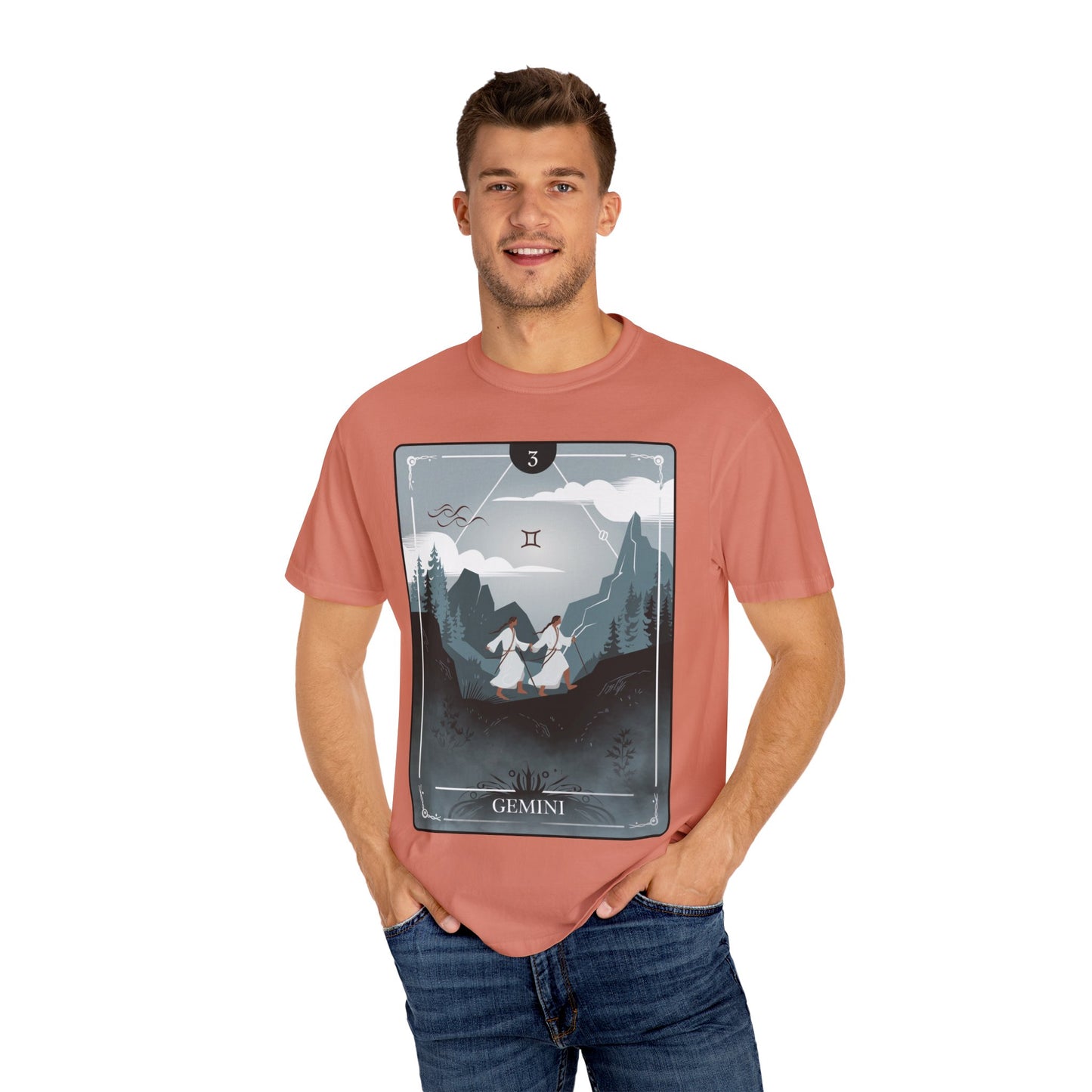 Gemini Zodiac Tarot T-Shirt – Duality in Motion