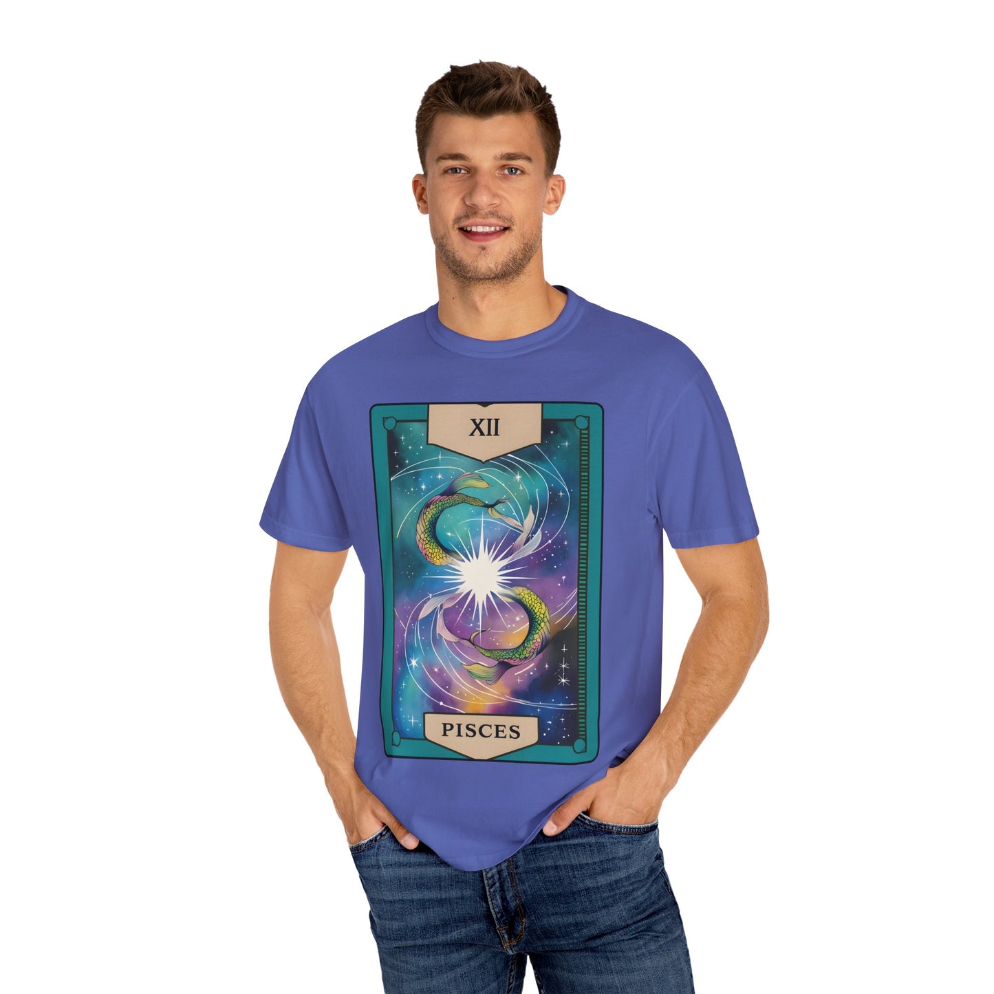 Pisces Dreamflow Tarot Tee - Cosmic Fish Zodiac Graphic T-Shirt