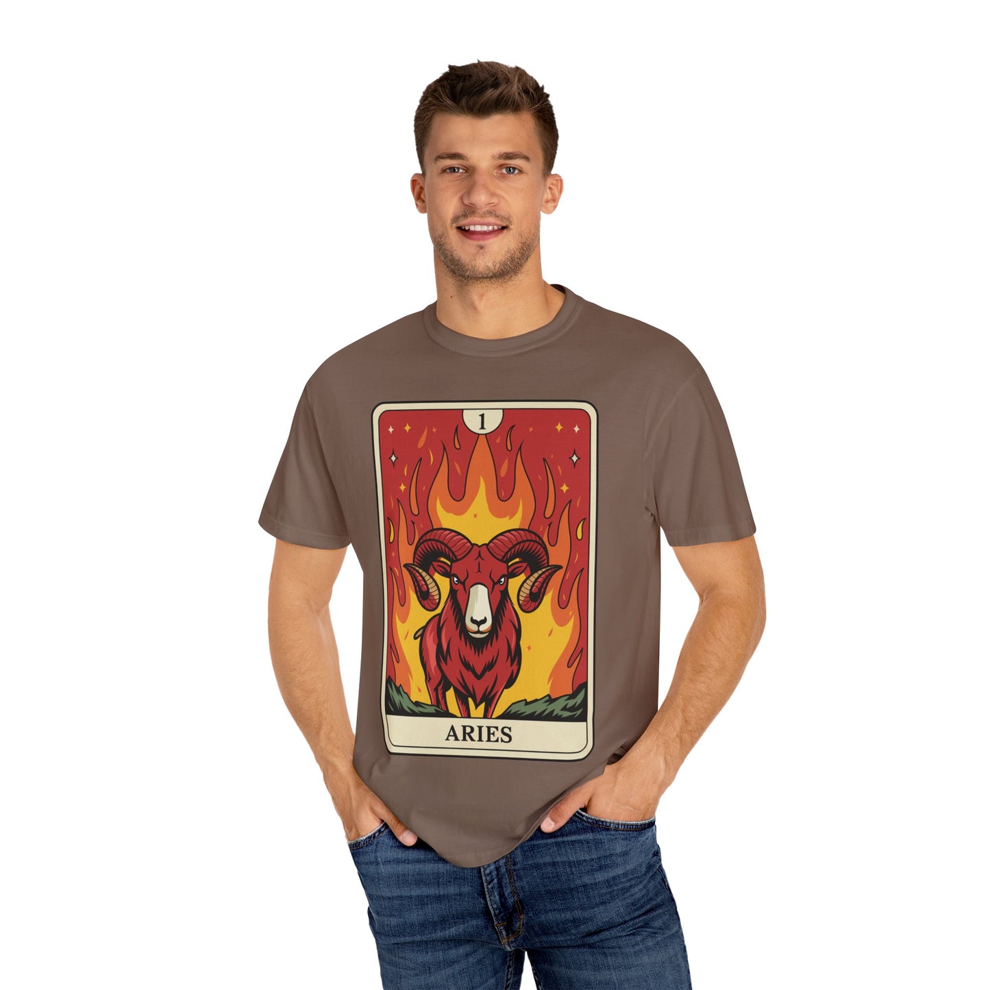 Aries Energy Tarot Tee - Bold Ram Zodiac Graphic T-Shirt