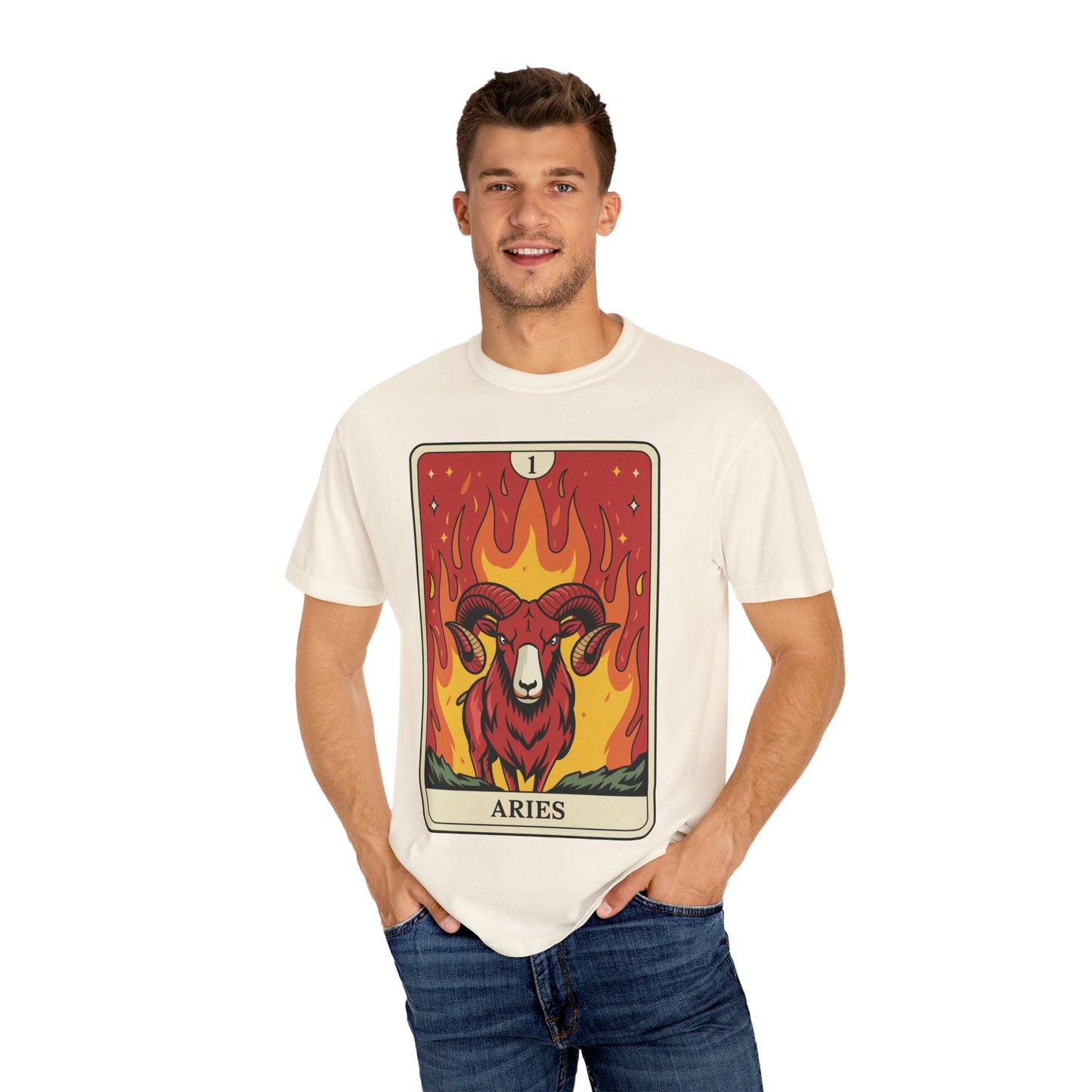 Aries Energy Tarot Tee - Bold Ram Zodiac Graphic T-Shirt