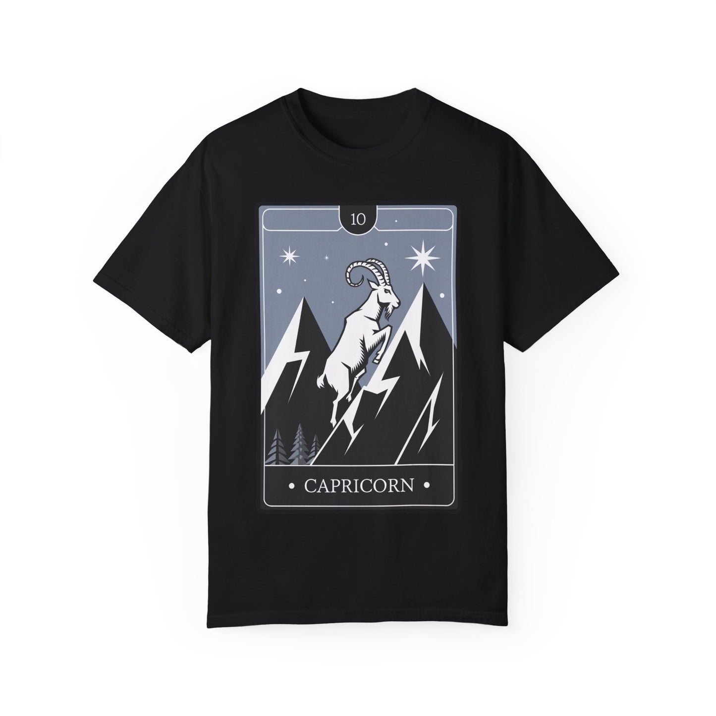 Capricorn Climb Tarot Tee - Determined Mountain Goat Zodiac Graphic T-Shirt