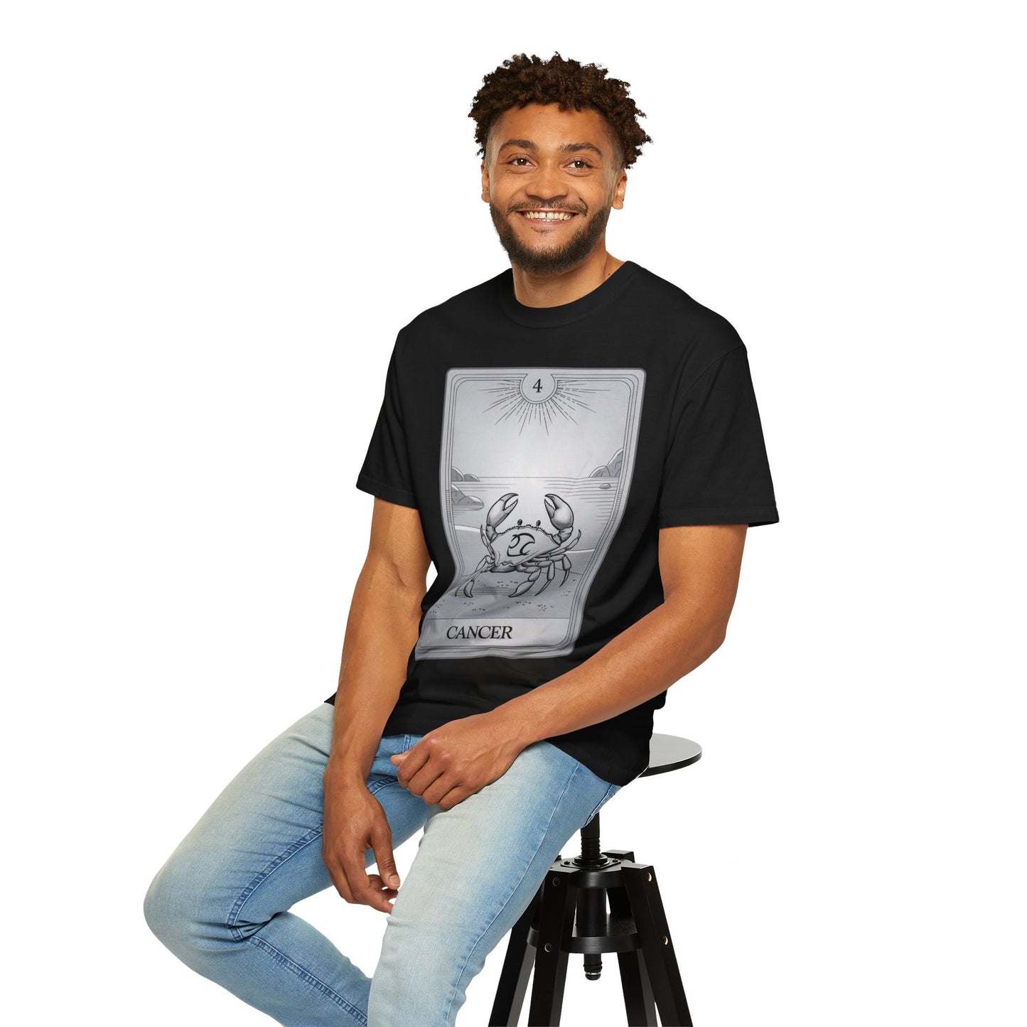 Cancerian Waves Tarot Tee - Mystical Crab Zodiac Graphic T-Shirt