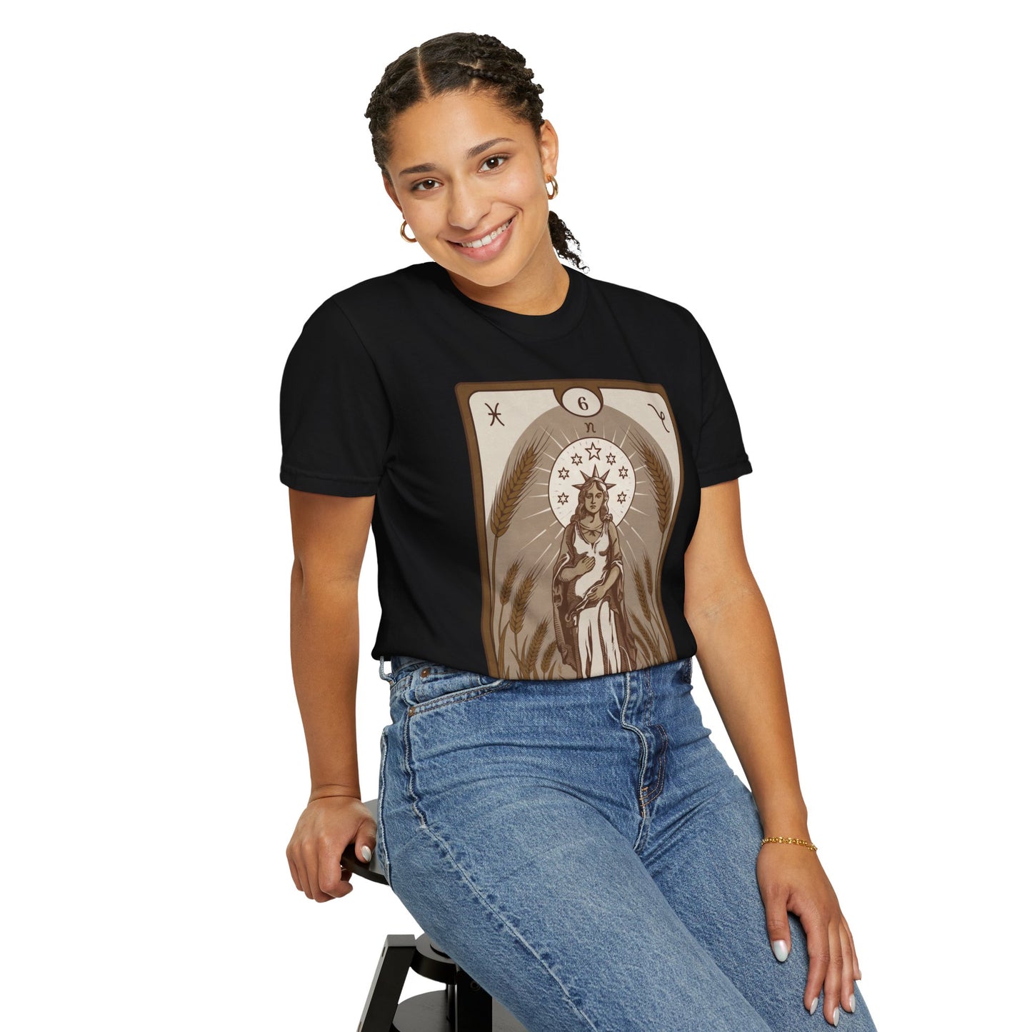 Virgo Grace Tarot Tee - Earthy Maiden Zodiac Graphic T-Shirt