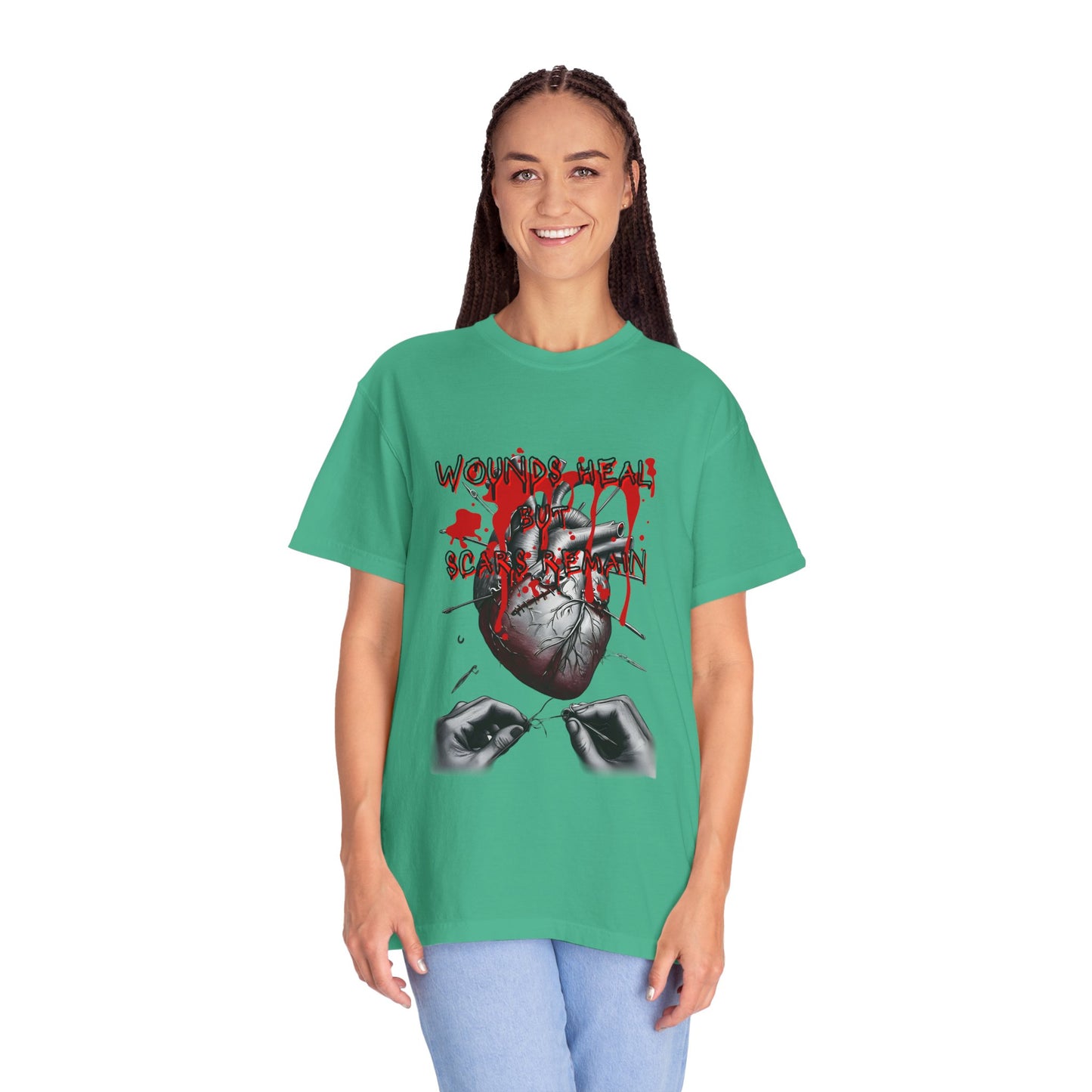 Wounds Heal but Scars Remain Graphic Tee – Symbolic Healing and Resilience Shirt