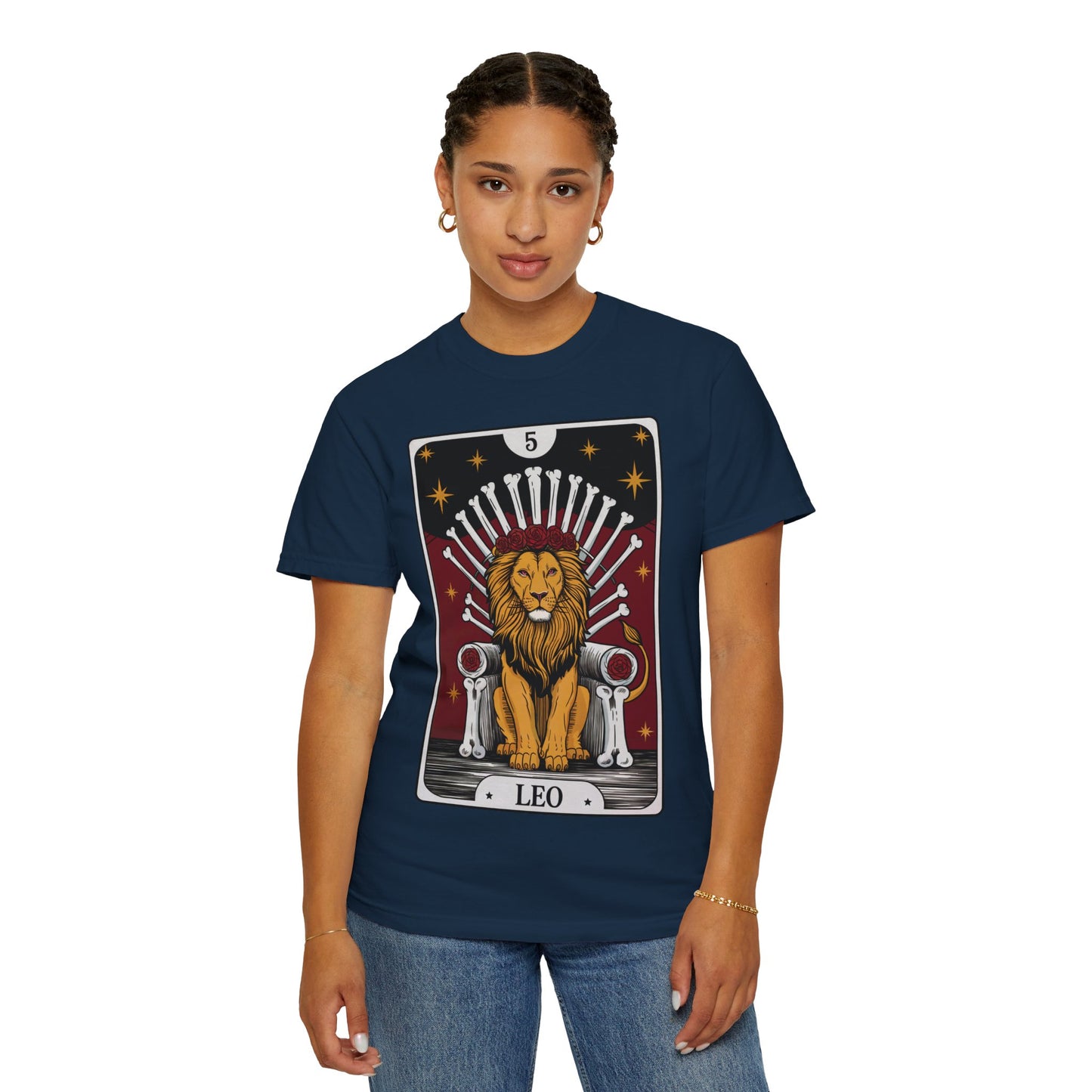 Leo Royalty Tarot Tee - Fierce Lion Zodiac Graphic T-Shirt