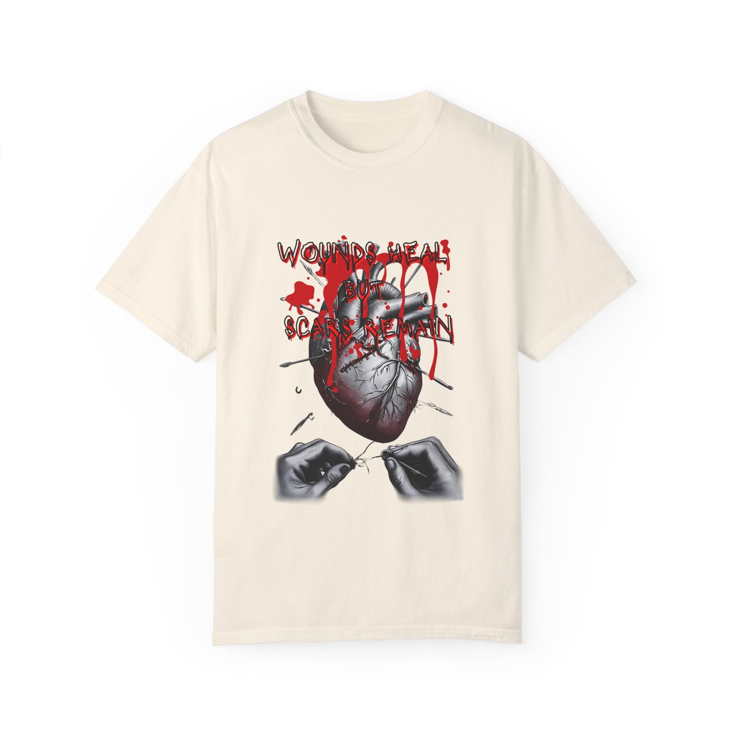 Wounds Heal but Scars Remain Graphic Tee – Symbolic Healing and Resilience Shirt