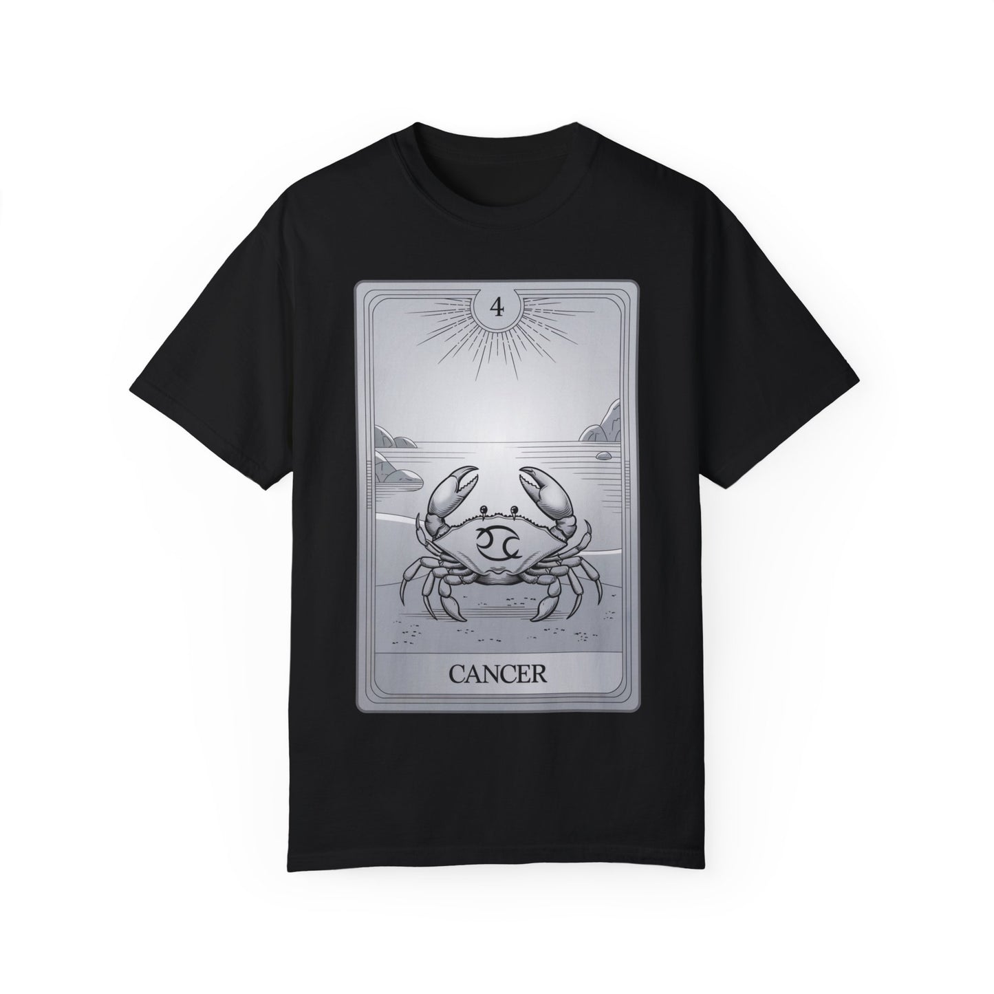 Cancerian Waves Tarot Tee - Mystical Crab Zodiac Graphic T-Shirt