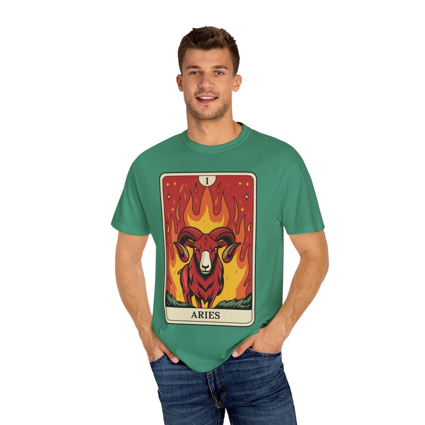 Aries Energy Tarot Tee - Bold Ram Zodiac Graphic T-Shirt