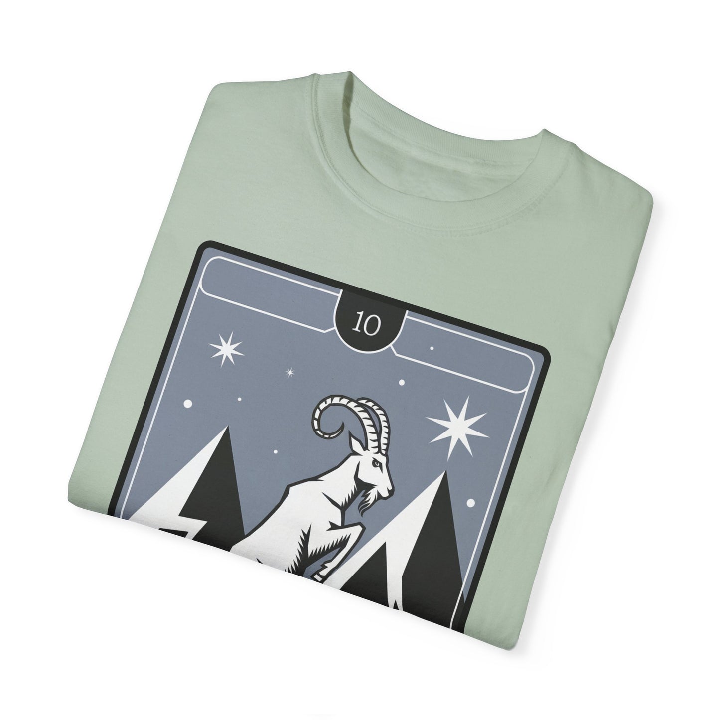 Capricorn Climb Tarot Tee - Determined Mountain Goat Zodiac Graphic T-Shirt