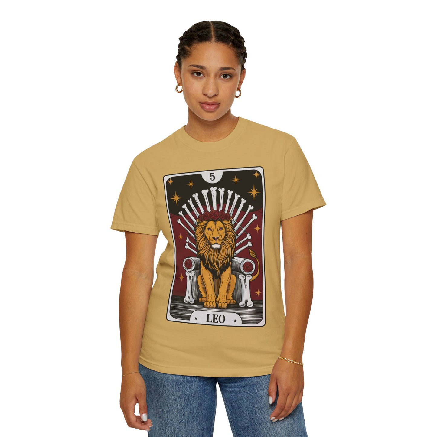 Leo Royalty Tarot Tee - Fierce Lion Zodiac Graphic T-Shirt