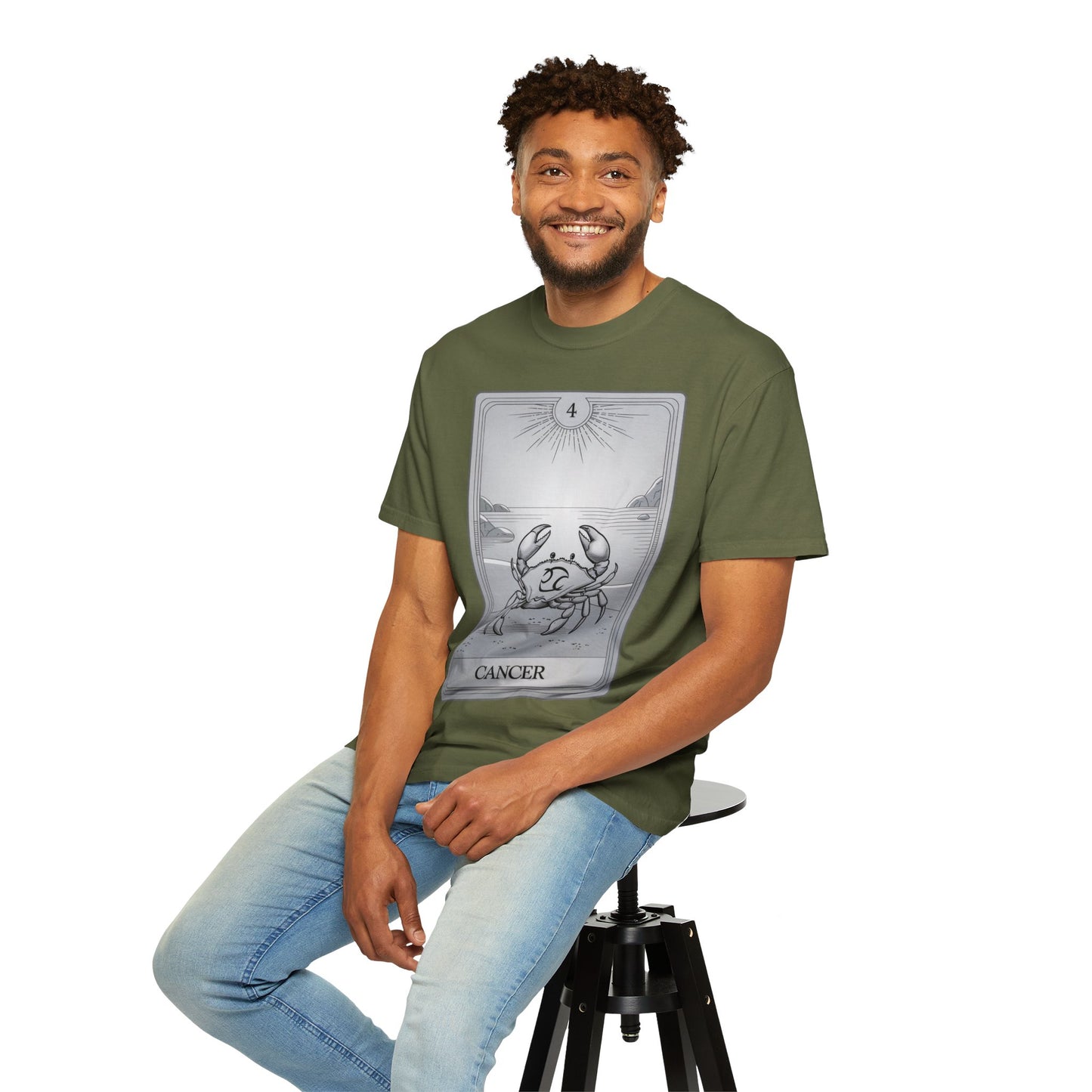 Cancerian Waves Tarot Tee - Mystical Crab Zodiac Graphic T-Shirt