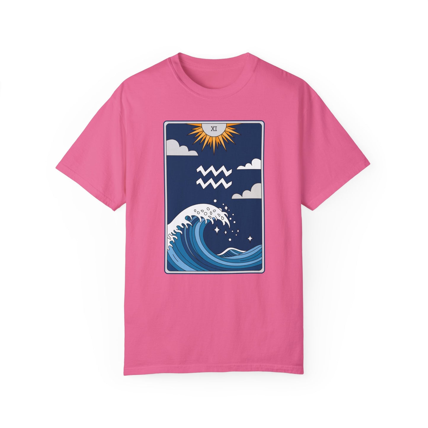 Aquarius Waves Tarot Tee - Innovative Water Bearer Zodiac Graphic T-Shirt