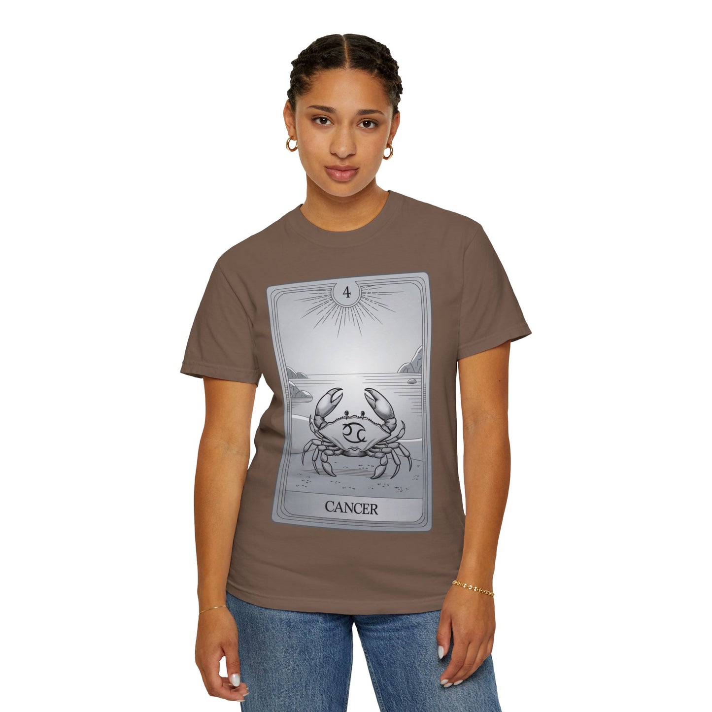 Cancerian Waves Tarot Tee - Mystical Crab Zodiac Graphic T-Shirt