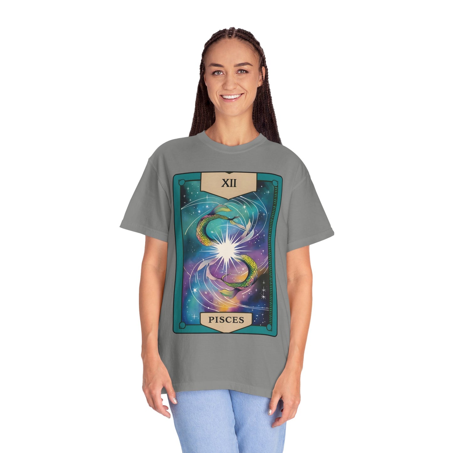 Pisces Dreamflow Tarot Tee - Cosmic Fish Zodiac Graphic T-Shirt