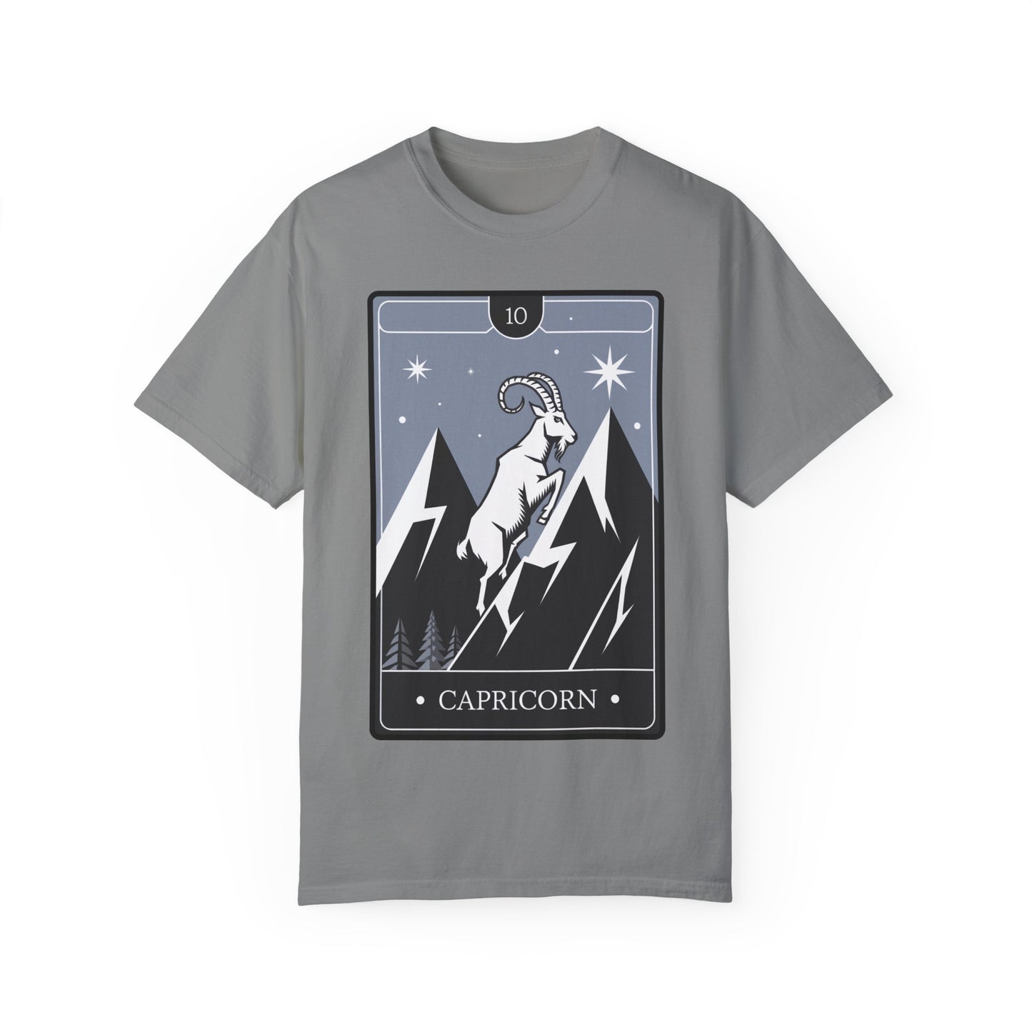 Capricorn Climb Tarot Tee - Determined Mountain Goat Zodiac Graphic T-Shirt