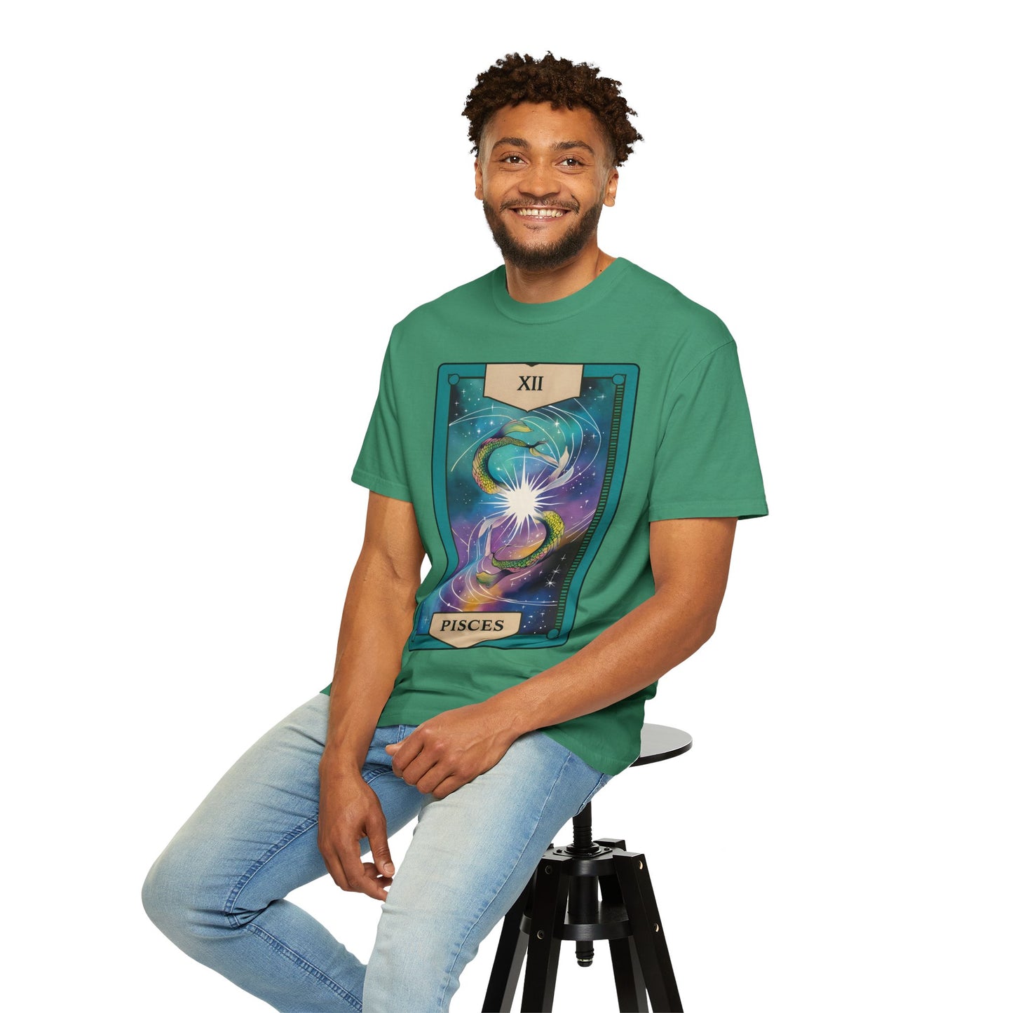 Pisces Dreamflow Tarot Tee - Cosmic Fish Zodiac Graphic T-Shirt