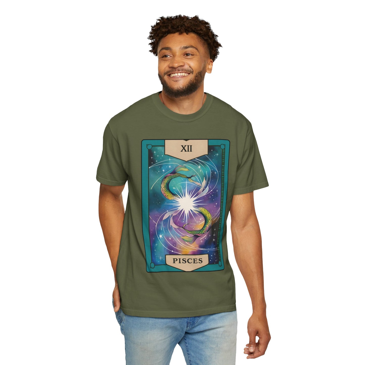 Pisces Dreamflow Tarot Tee - Cosmic Fish Zodiac Graphic T-Shirt