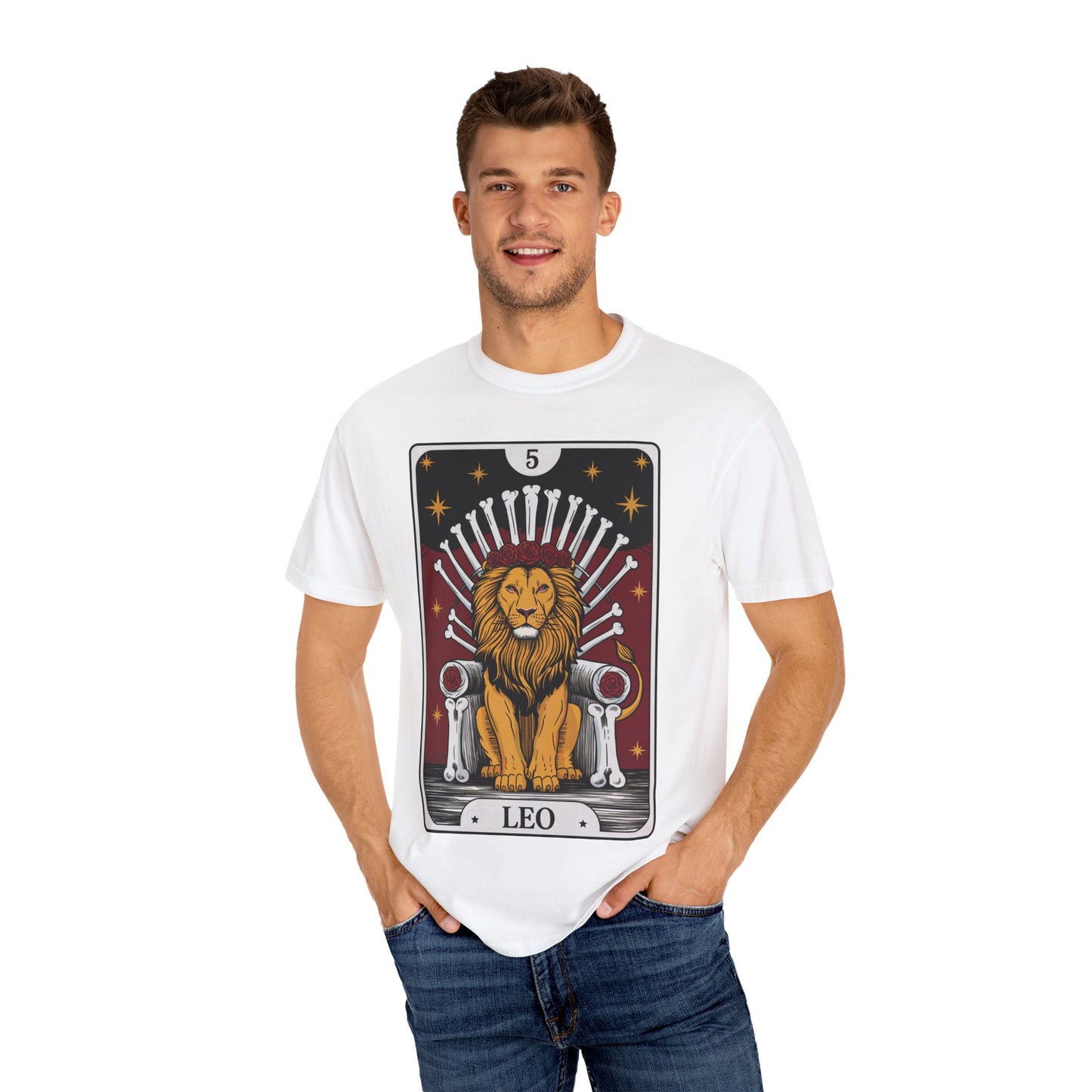 Leo Royalty Tarot Tee - Fierce Lion Zodiac Graphic T-Shirt