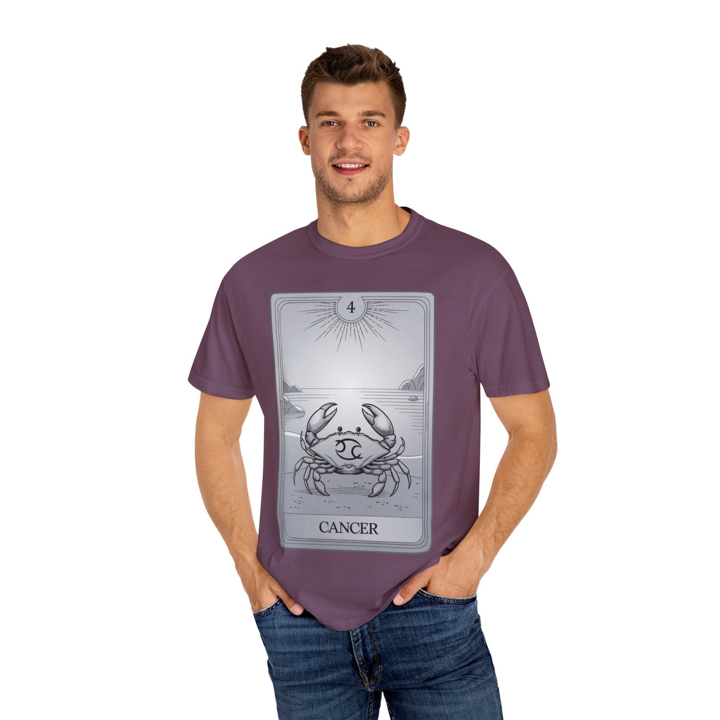 Cancerian Waves Tarot Tee - Mystical Crab Zodiac Graphic T-Shirt