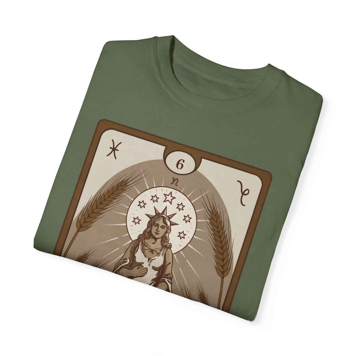 Virgo Grace Tarot Tee - Earthy Maiden Zodiac Graphic T-Shirt