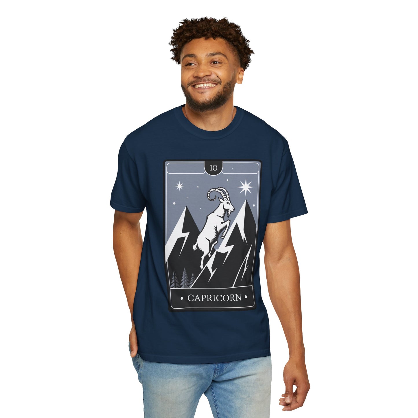 Capricorn Climb Tarot Tee - Determined Mountain Goat Zodiac Graphic T-Shirt