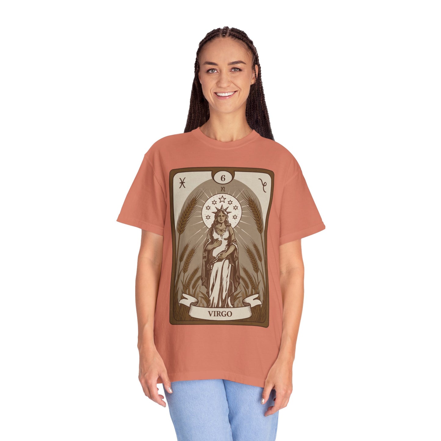 Virgo Grace Tarot Tee - Earthy Maiden Zodiac Graphic T-Shirt