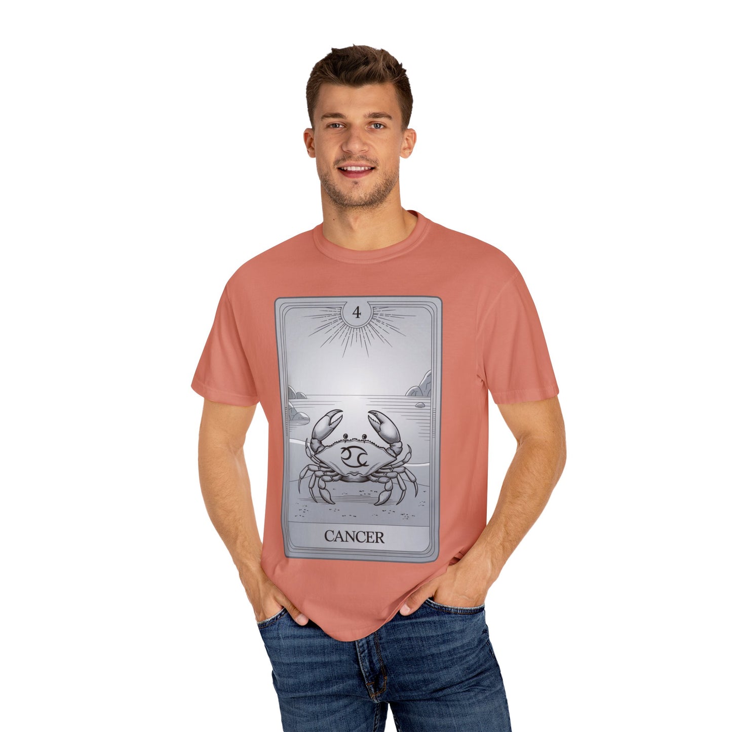 Cancerian Waves Tarot Tee - Mystical Crab Zodiac Graphic T-Shirt