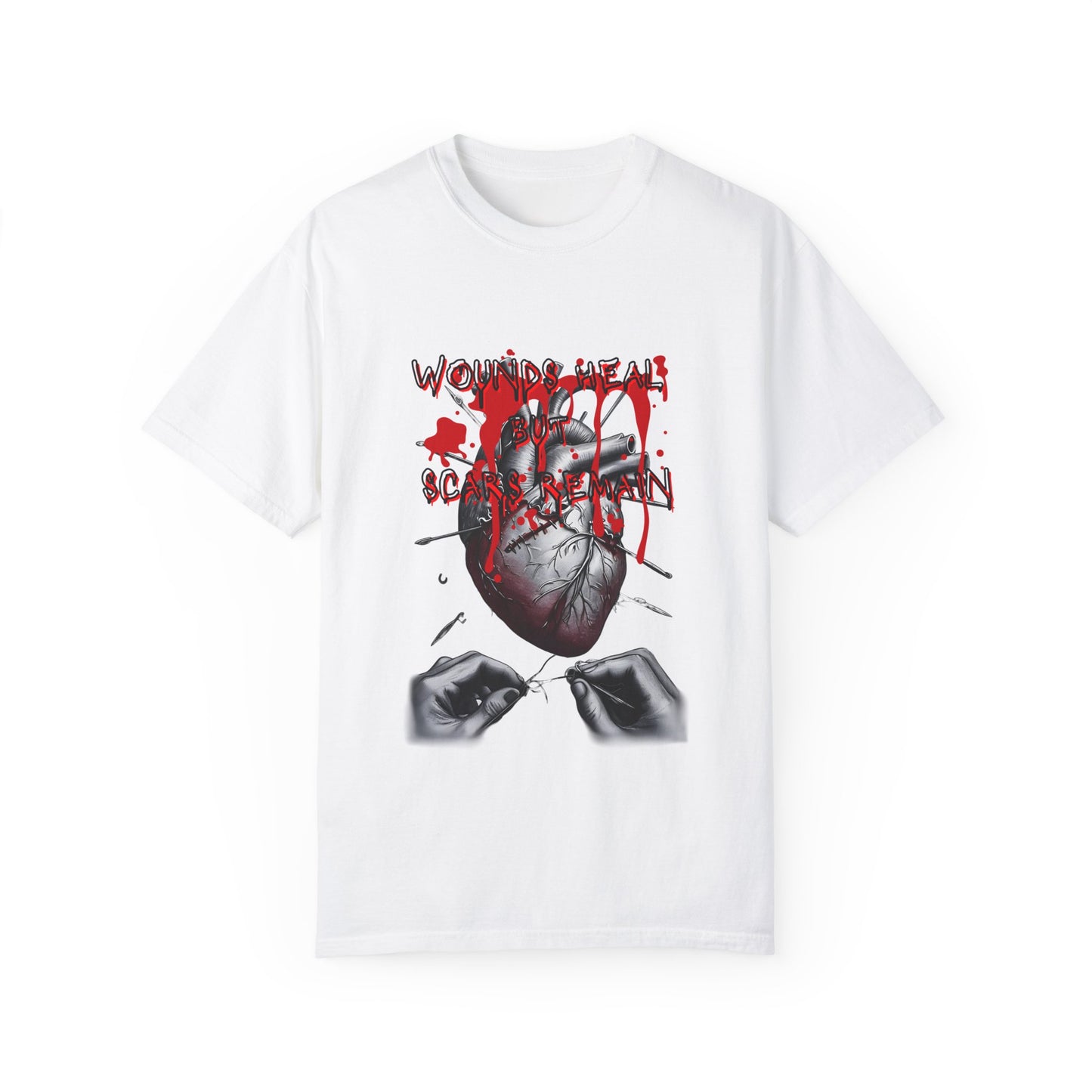 Wounds Heal but Scars Remain Graphic Tee – Symbolic Healing and Resilience Shirt