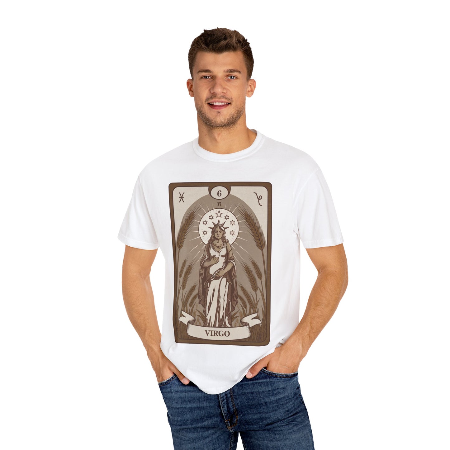 Virgo Grace Tarot Tee - Earthy Maiden Zodiac Graphic T-Shirt