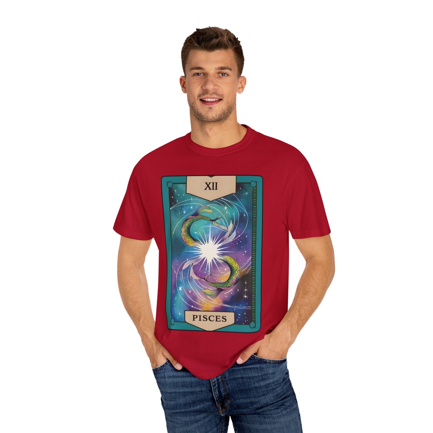 Pisces Dreamflow Tarot Tee - Cosmic Fish Zodiac Graphic T-Shirt