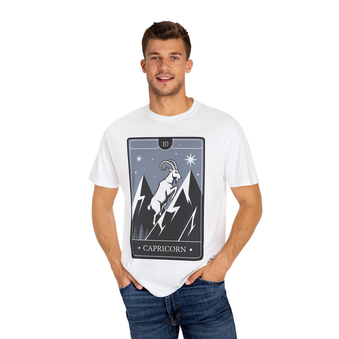 Capricorn Climb Tarot Tee - Determined Mountain Goat Zodiac Graphic T-Shirt