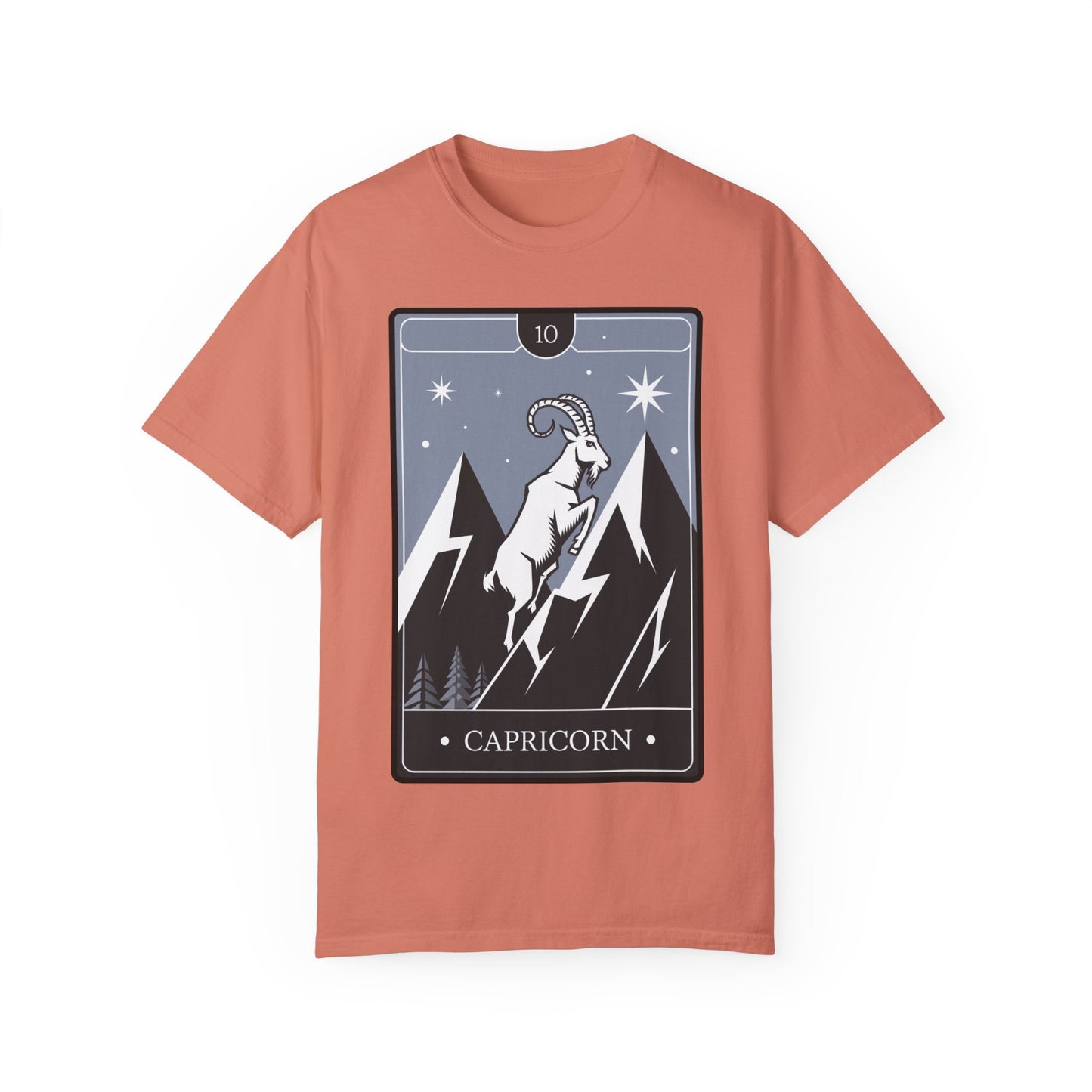 Capricorn Climb Tarot Tee - Determined Mountain Goat Zodiac Graphic T-Shirt