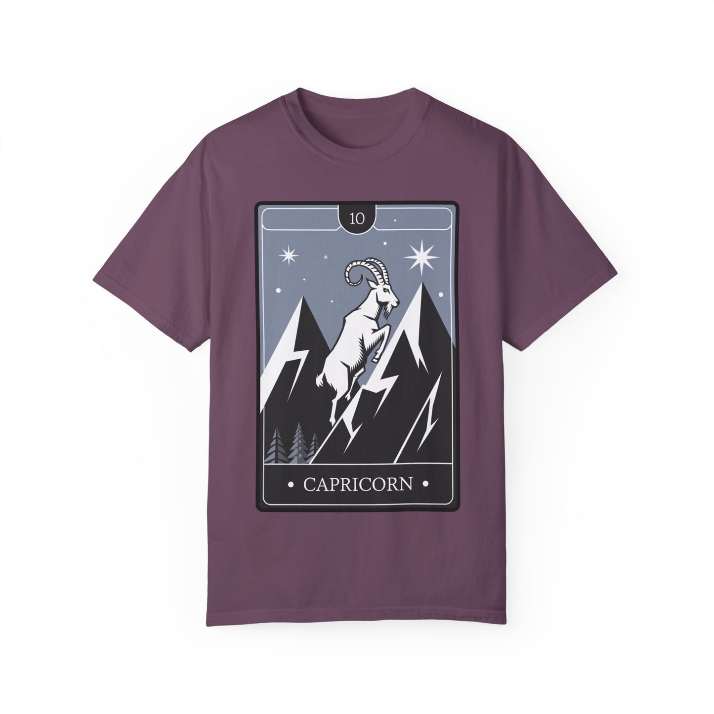 Capricorn Climb Tarot Tee - Determined Mountain Goat Zodiac Graphic T-Shirt