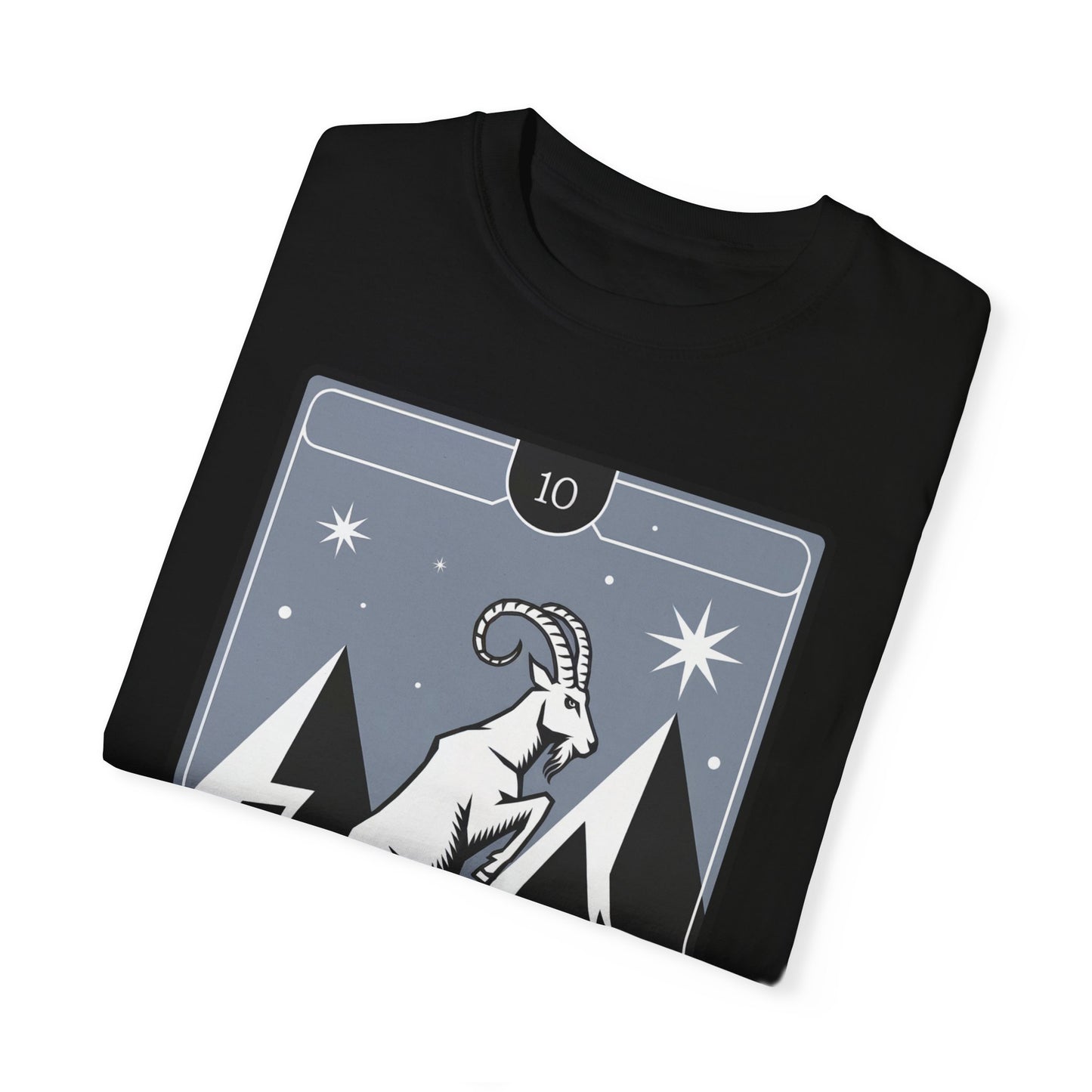 Capricorn Climb Tarot Tee - Determined Mountain Goat Zodiac Graphic T-Shirt