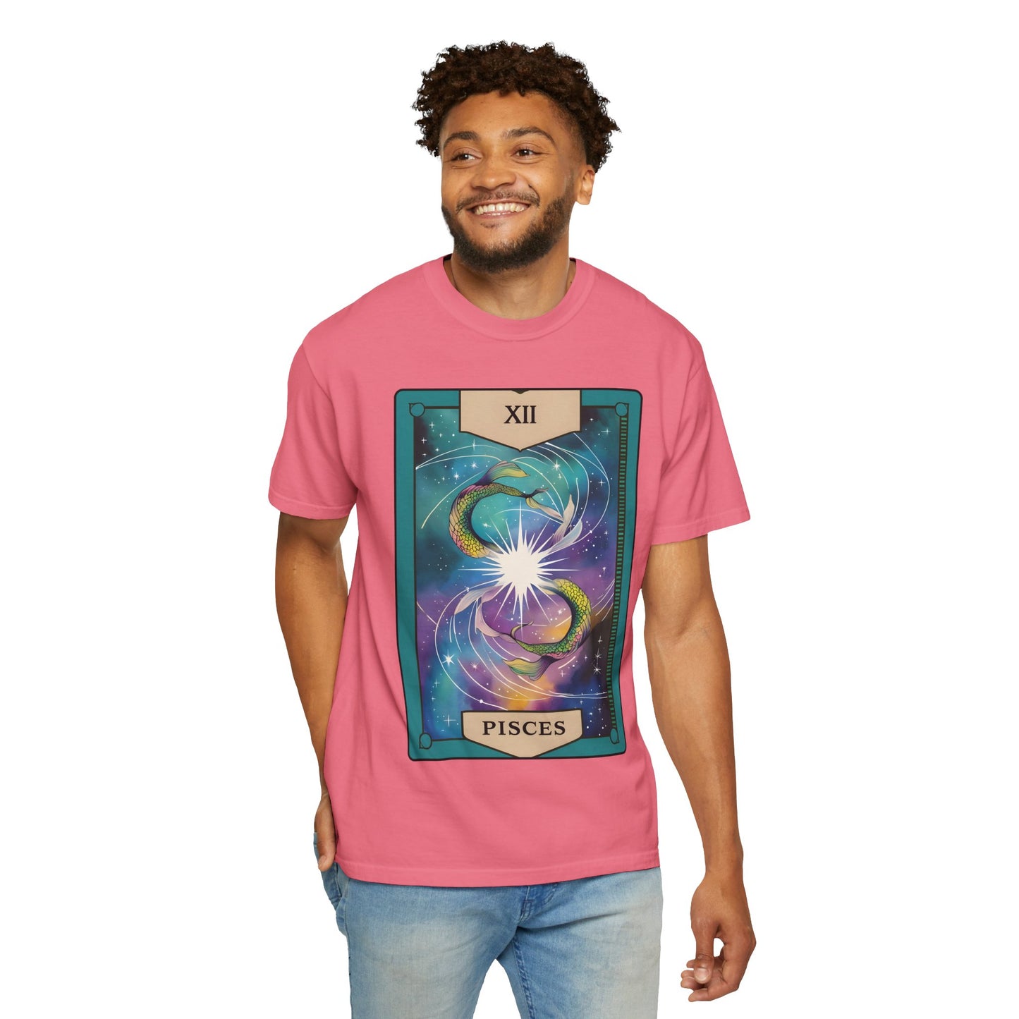 Pisces Dreamflow Tarot Tee - Cosmic Fish Zodiac Graphic T-Shirt