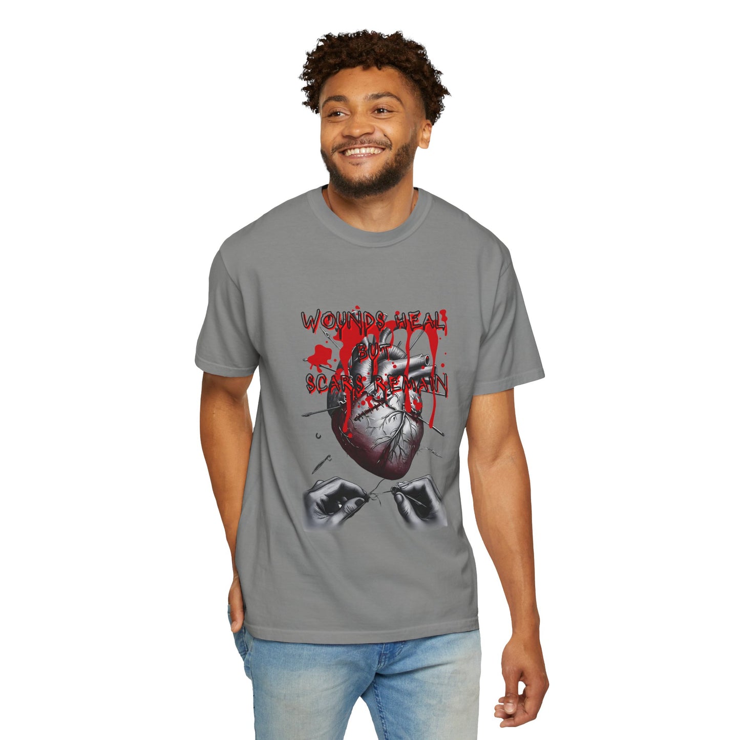 Wounds Heal but Scars Remain Graphic Tee – Symbolic Healing and Resilience Shirt